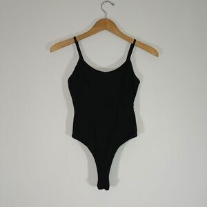 Bozzolo Bodysuit Black Ribbed Corset Small Y2K Clubwear Emo Soft Goth Coquette